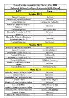 Calendrier messes 1er trimestre 2026